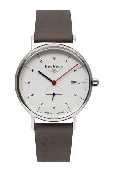 Bauhaus Herrenuhr Quarz mit kleiner Sekunde und Datum mit Lederarmband
